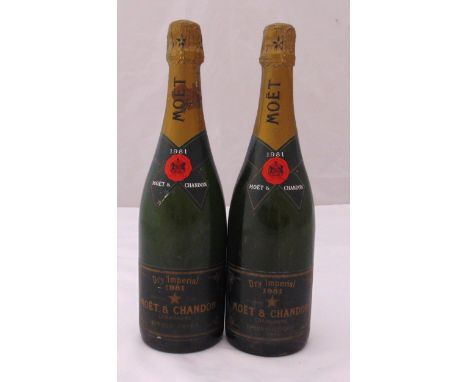 Moet and Chandon Dry Imperial champagne vintage 1981 two 75cl bottles