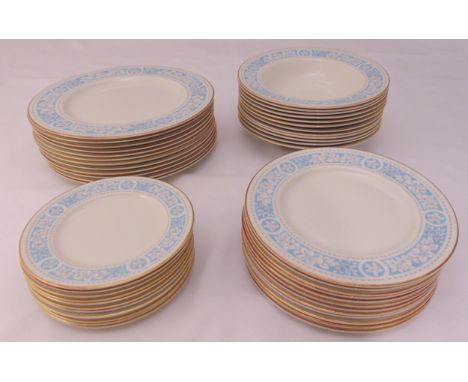 Royal Doulton Hampton Court dinner service to include twelve dinner plates, twelve fish plates, twelve soup bowls and twelve 