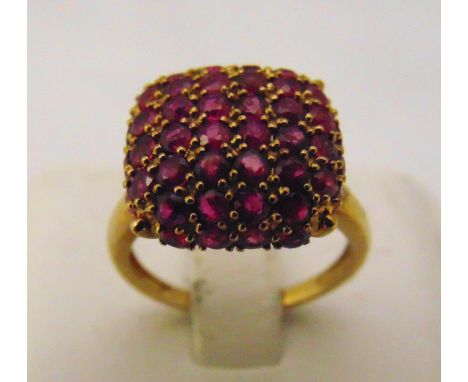 9ct yellow gold and ruby cluster ring, approx total weight 4.6g