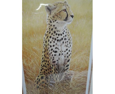 A print after Jeremy Paul 'alert' , Leopard interest, signed and numbered 30/395