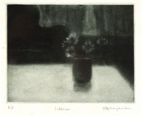 Sophie Aghajanian (b.1943) Interior artist's proof, signed and titled (in the margin) etching 12 x 16cm.