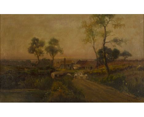 Jack Ducker (act.1910-1930)  'Hazlemere Farm, Surrey - Sleepy Hollow', 1926 signed, inscribed with title verso and dated oil 