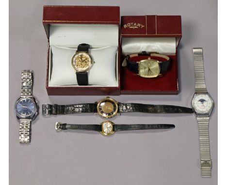 Two Rotary gent’s wristwatches, both cased; &amp; four other wristwatches. 