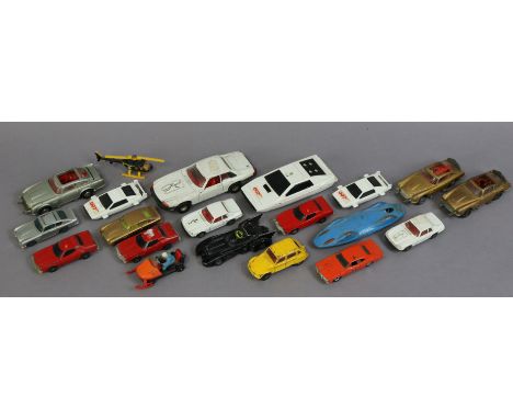 Six various James Bond scale model cars; together with fourteen various other scale models, all unboxed. 