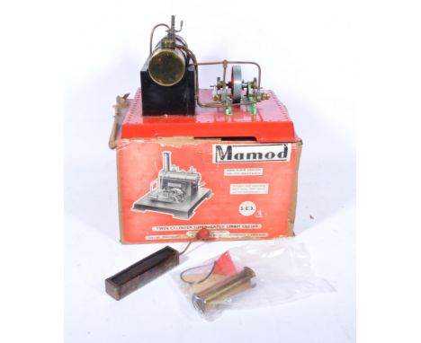 Mamod live steam stationary engine twin cylinder SE3, with box, c1960s.