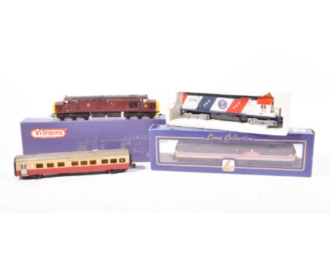 00 gauge railways, Vitrains no.2018 diesel locomotive class 37416, Lima diesel class 47 568 Royal Engineers Postal and Courie