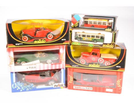 Polistil and Solido model cars and vehicles, mostly 1:18 scale, all boxed, (7).