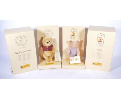 Steiff teddy bears 75th anniversary Winnie the Pooh and Piglet, both boxed.