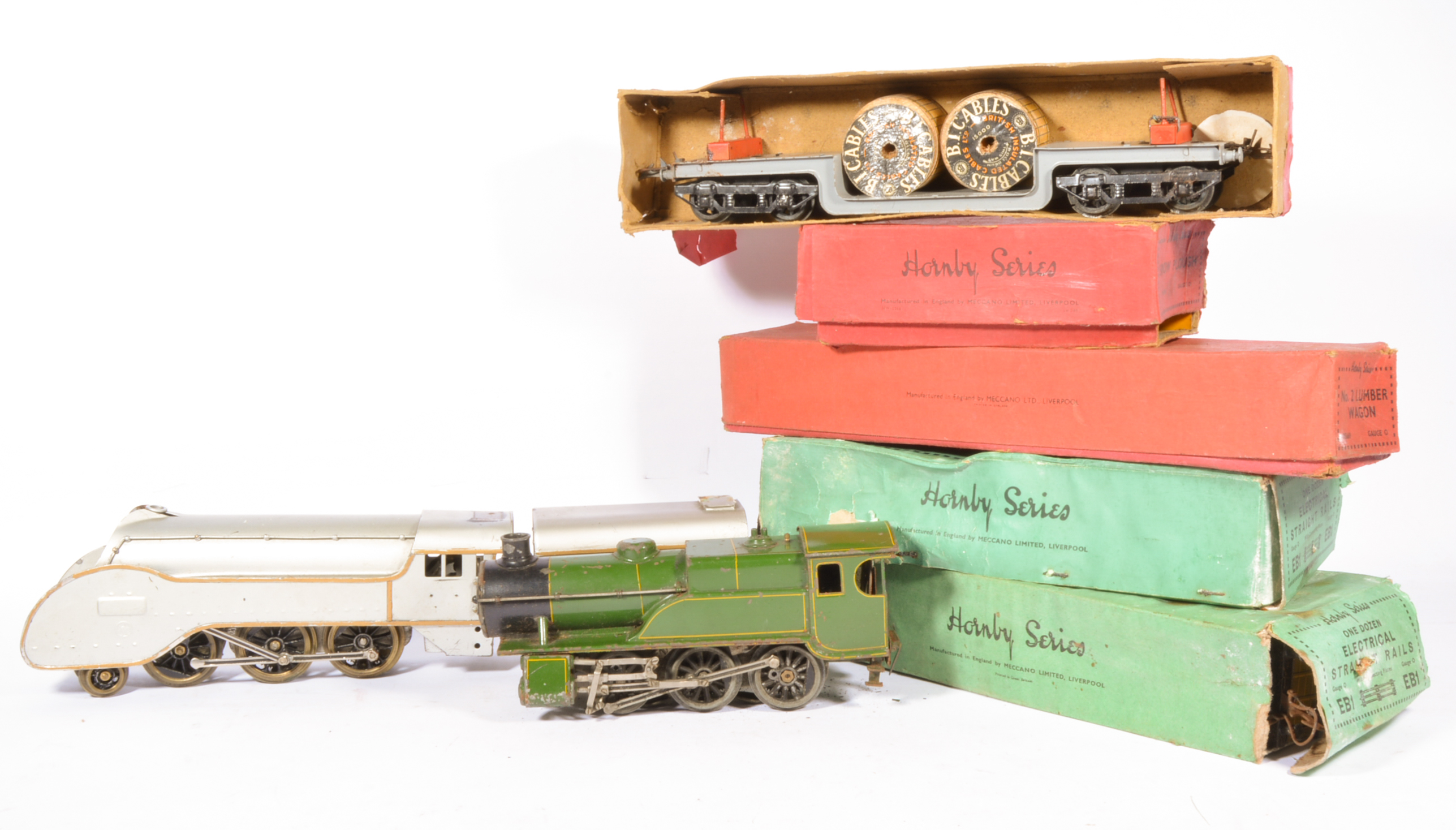 0 gauge collection to include Hornby wagons, track, locomotive (a/f ...