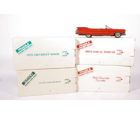 Danbury Mint detailed 1:24 scale models, 1962 Chevrolet Corvette, 1957 Chevrolet Bel Air, 1955 Chevrolet Nomad, 1959 Cadillac