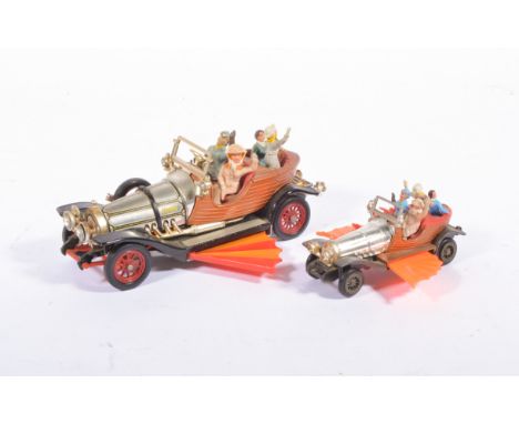 Corgi Toys diecast models Chitty Chitty Bang Bang flying car, c1960s, along with a similar model by Husky but of small scale,