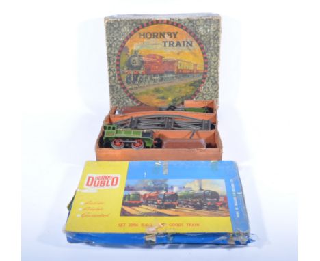 Hornby 0 gauge no.0 passenger set, c1920s, boxed, along with a Hornby 00 gauge tank engine set c1960s, a/f.