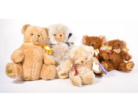 Merrythought plush teddy bears, including Brown bear "Teddy Century" and a similar smaller one, Bear 71991, 13" bear from 199