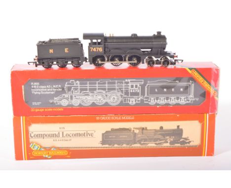 00 gauge railway locomotives by Hornby, 4-6-0 B12 black NE, R.175 BR 4-4-0 compound class 4P, R.855 LNER "Flying Scotsman", a