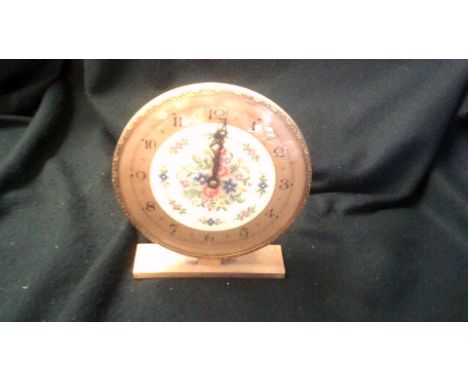 Vintage Mantel Clock-with embodied silk flowers-made in England