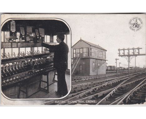 Postcard-Electric Signal Box-L &amp; N W Railway Co card, used 1905, light edge wear