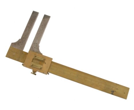 A heavy duty inside and outside brass caliper by ELLIOTT Bros London stamped W.D. with broad arrow (Jay Gaynor collection) G+