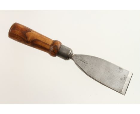 A chunky 2" chisel by J B ADDIS with figured elm handle G++ 