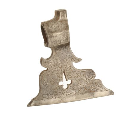 An unusual German ceremonial axe head profusely decorated o/a the pierced blade with 7" edge (Russell collection) G 