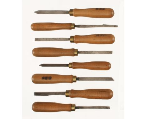 A set of 8 small turning tools by MOSELEY & SONS with beech handles G+