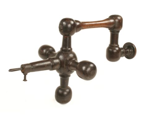 A most unusual, possibly 18c, large wooden brace 26" x 14" purpose unknown, (illustrated Russell fig 1399 and Proudfoot & Wal