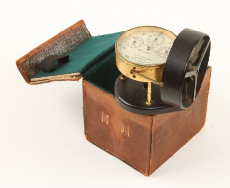 A 2 1/4" four dial anemometer by SHORT & MASON London No F4057 in orig lined leather case G++ 