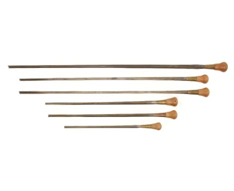A fine set of 6 French harness stuffing tools by BLANCHARD 18" to 42" with boxwood handles G++