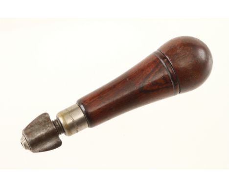 A little used hand drill by FRAY & Co USA with 9 orig tools in figured rosewood handle F