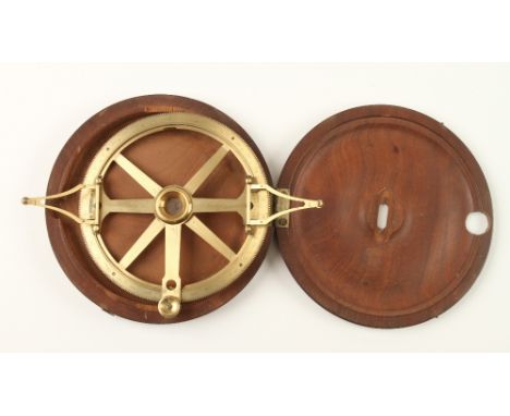 A 6" brass protractor by CARY London with folding arms and fine adjustment in orig mahogany box F