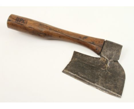 A 19c French coopers R/H side axe by M VIDAL with dimpled blade and 9" edge G