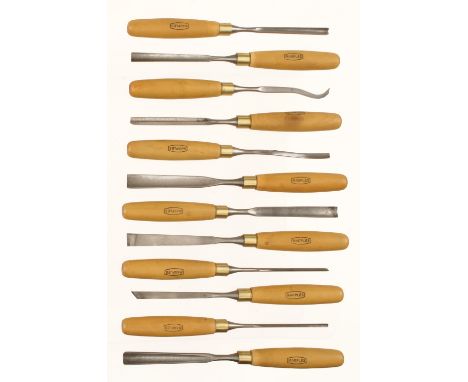 A set of 12 little used carving tools by MARPLES with boxwood handles G++