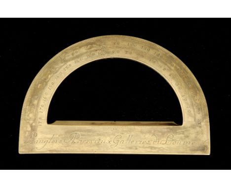 A pretty 4" brass protractor by LANGLOIS Paris Aux Galleries du Louvre G++