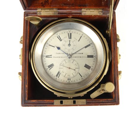 PARKINSON & FRODSHAM, CHANGE ALLEY, LONDON No. 3039A MID 19th CENTURY MAHOGANY CASED TWO-DAY MARINE CHRONOMETER the three sec