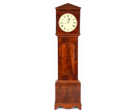 GLADING &amp; CO, BRIGHTON A MID 19th CENTURY MAHOGANY REGULATOR LONGCASE CLOCK the flamed mahogany case of architectural sty