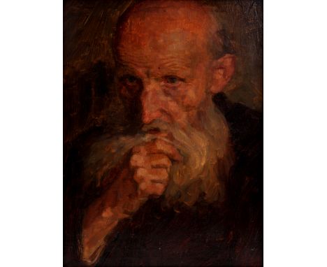 A 19th CENTURY OIL ON CANVAS PORTRAIT OF OLD GENTLEMAN  47.5cm high 39.5cm wide - signed without frame 