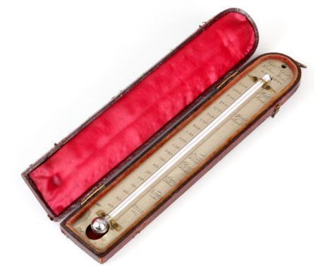 ANTONY GATTY, FISHER ROW, READINGA REGENCY TRAVELLING THERMOMETER IN MOROCCAN LEATHER CASE the mercury thermometer mounted on