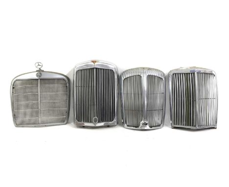 A 1940s Alvis radiator grille, chromium-plate with a red enamel badge,67 x 49cm,an Armstrong Siddeley radiator grille, chromi