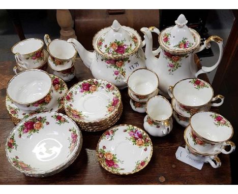 A collection of Royal Albert Old Country Roses items to include teapots, coffee pot, milk jug, tea cups and saucers  