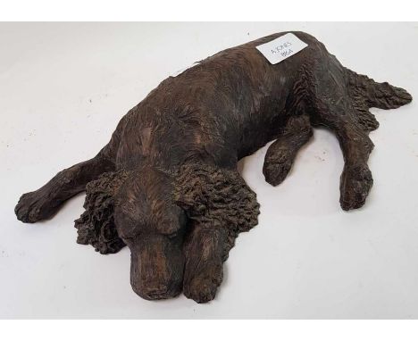 A bronzed model of a spaniel, 51cm long 