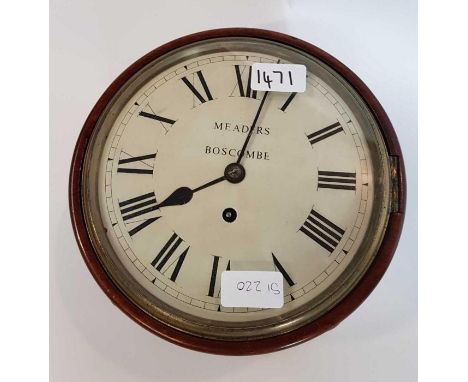 A 19th century mahogany cased wall clock the circular dial inscribed "Meaders Boscombe" with fusee movement, 23.5cms diameter