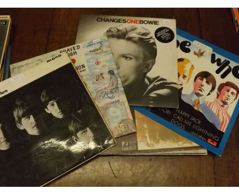 Nine various LPs, With The Beatles PMC1206 (mono); Lennon/Plastic Ono Band Shaved Fish PCS7173; David Bowie "Changes One Bowi