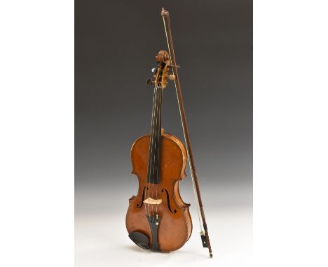 A 19th century Continental violin, The Barnes &amp; Mullins Maggini Model #50, labelled, 37.5cm two-piece back excluding butt
