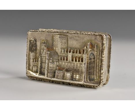 Please note the view is of York Minster and not Durham Cathedral. Nathaniel Mills - an early Victorian silver rounded rectang