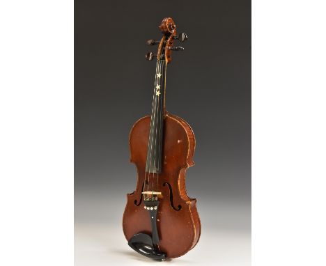 A late 19th century Scottish violin, the two-piece back 36cm long excluding button, ink manuscript label inscribed William So