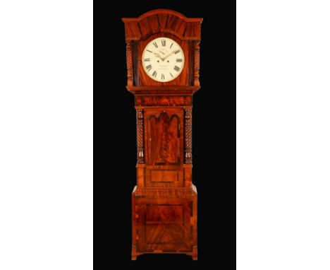 A 19th century Welsh crossbanded mahogany longcase clock, the 35cm circular painted dial inscribed Xavier Ganz, Swansea, Roma