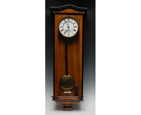 A 19th century walnut and ebonised regulator wall timepiece, 17cm circular enamel dial with Roman numerals, subsidiary second
