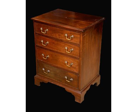 A George III Revival mahogany chest, of small proportions, moulded rectangular top above four graduated cockbeaded drawers, s