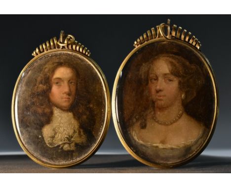 English School (second half, 17th century), a matrimonial pair of portrait miniatures, Roger Palmer, Earl of Castlemaine and 