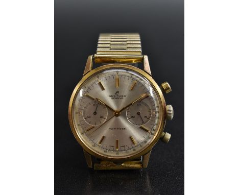 Breitling - a vintage 1960s gentleman's Top Time 2000 chronograph wristwatch, silvered dial, gilt baton markers, two subsidia