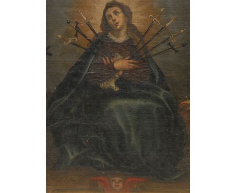 Italian School (fourth-quarter, 17th century) Swords Piercing the Immaculate Heart of Mary, her feet resting on a putto mask 
